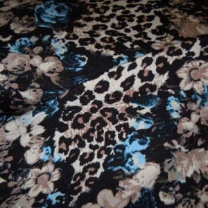 Tricot Jersey panter flower blue