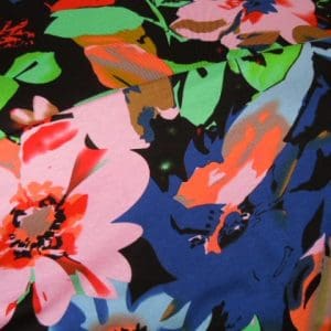 Tricot Jersey fantasie flower blauw