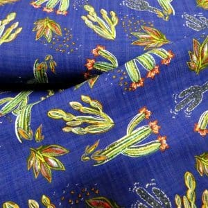 katoen/viscose cactus kobalt blauw