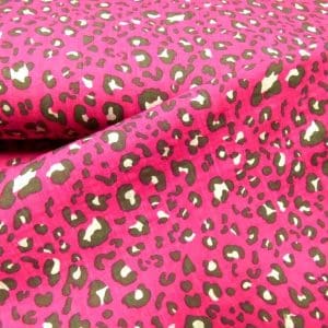 katoen/viscose hard roze panter printje